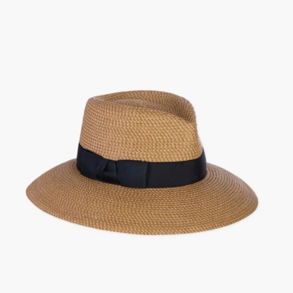 NWOT Eric Javits Phoenix Fedora Hat Natural Black UPF 50+ Sun Protection - Picture 4 of 15